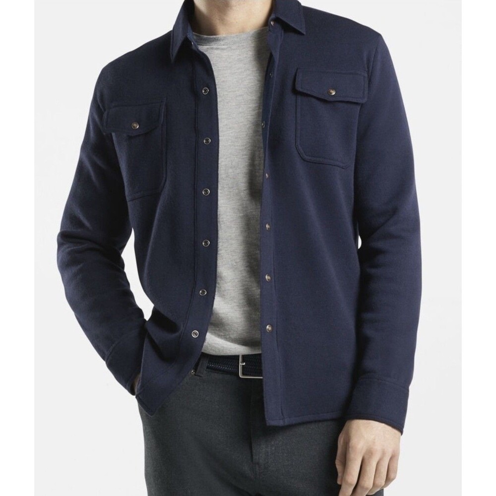 Peter Millar Snap Button Down Shacket Men's Size XL Merino Wool Supima Cotton